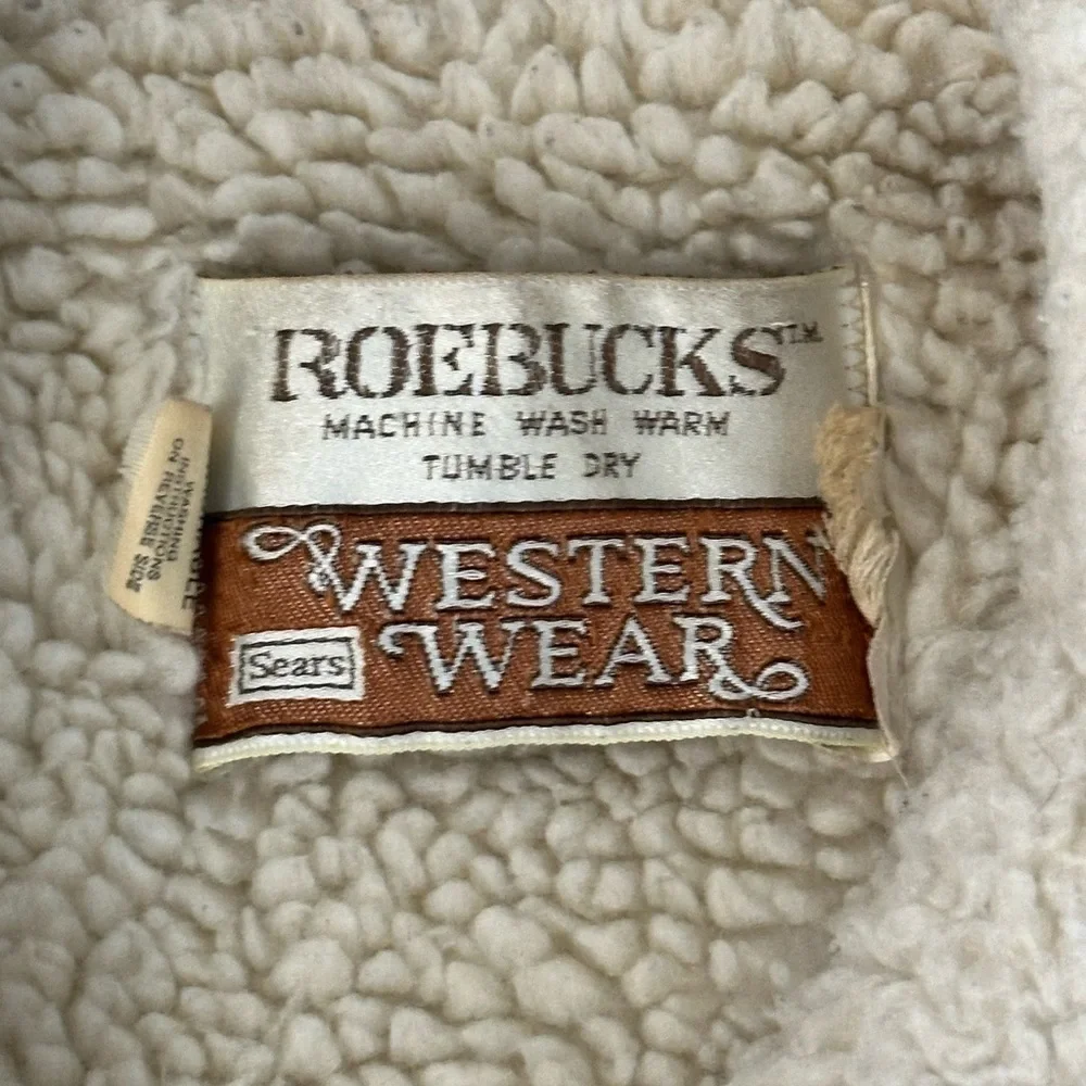 Vintage 70s Sears Roebucks Sherpa Denim Trucker Jean Jacket USA Size 38​ - Picture 11 of 12